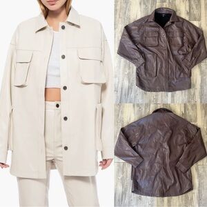 AFRM from REVOLVE Bruno Faux Leather Cargo Shacket in Brown